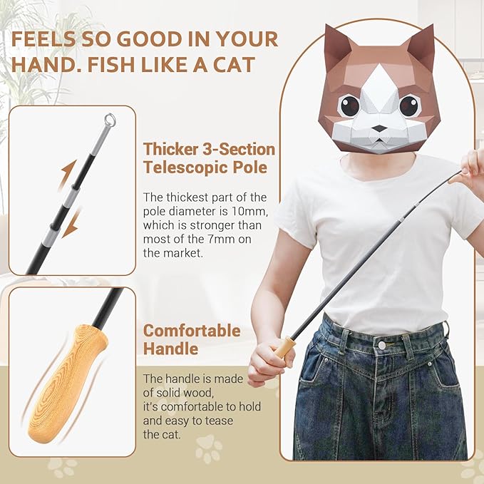 ROSAUI Cat Teaser Wand Toys, Interactive Bird Toys - Image 3