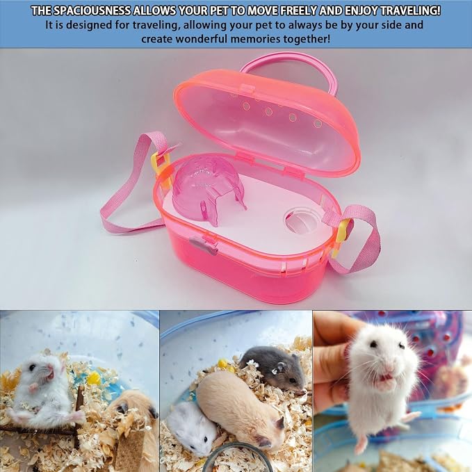 kathson Portable Hamster Cage Dwarf Hamster Carry Case Syrian Hamster Carry - Image 6