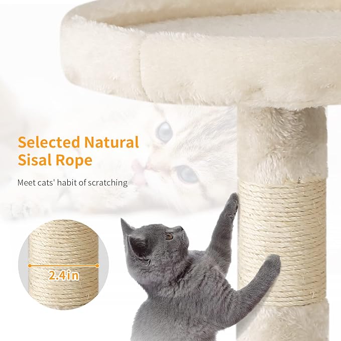 BestPet | 36" Cat Tree Tower | Beige | Sturdy Multi-Level Cat Tree - Image 3