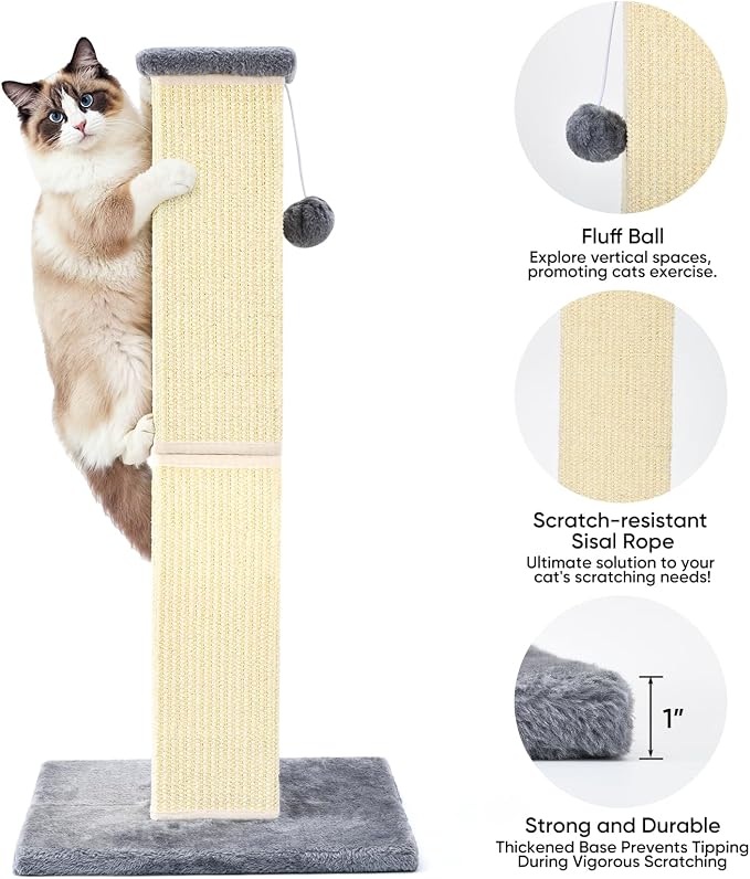 32" Tall Cat Scratching Post for Large Indoor Cats & Kittens, Cat Scratcher - Image 4