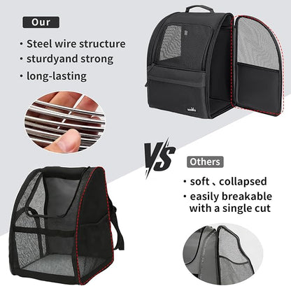 Cat Carrier Backpack, Steel Wire Frame More Stable, 600D Wear-Resistant Oxford - Image 2