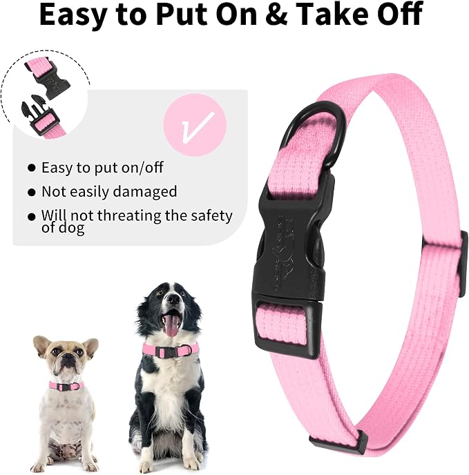 lynxking Dog Collar Soft Padded Breathable Cotton Solid Color Strong Adjustable - Image 4