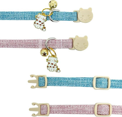 Elegant little tail 2 Pack Cat Collar- Pink&Blue Linnet Cat Collars Breakaway - Image 3