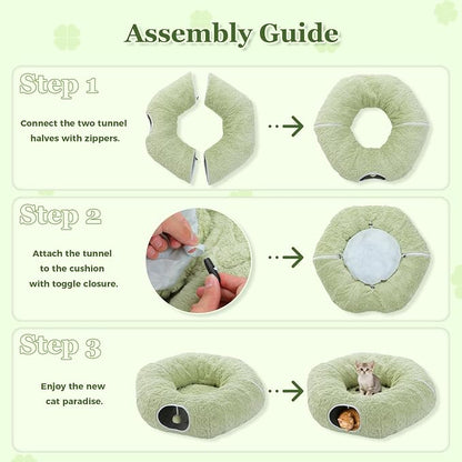 PEQULTI Cat Tunnel with Bed for Indoor Cats, Cat Play Donut Tunnel with - Image 5