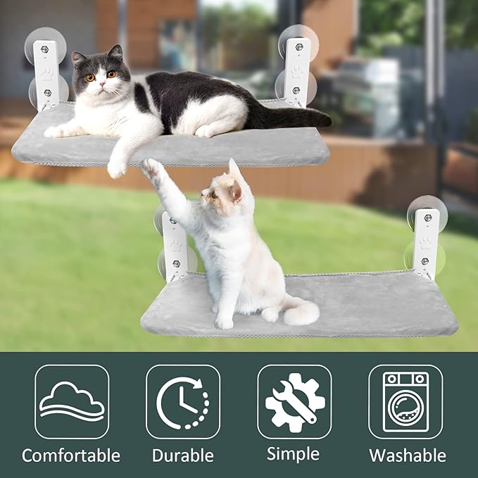 Sunhoo Cat Window Hammock Perch Cordless Perches Window Sill Seat Bed Foldable - Image 4