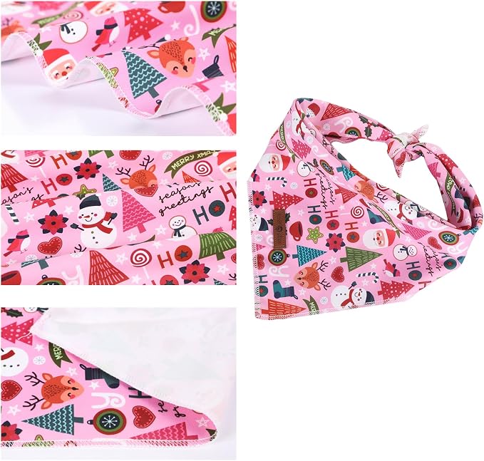 Lionet Paws Christmas Dog Bandana Washable Cotton Handkerchief Scarf Triangle - Image 2