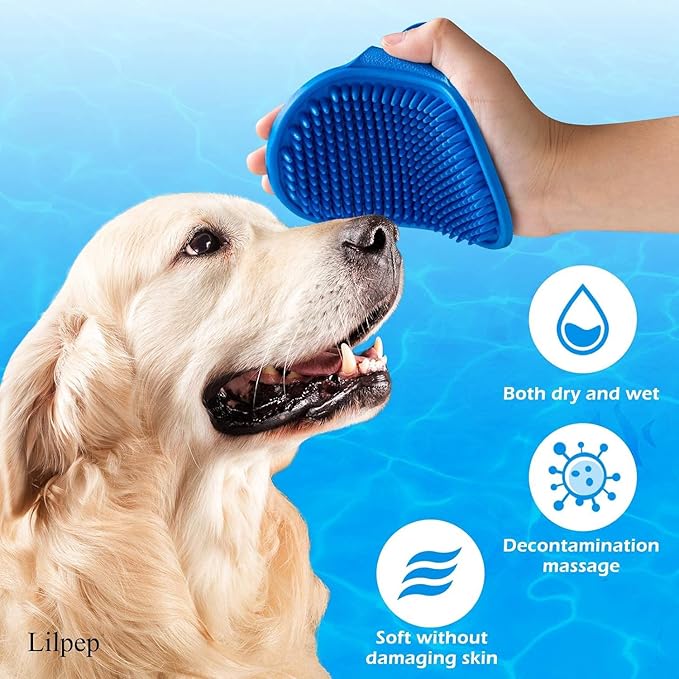 Dog Grooming Brush, Lilpep Pet Shampoo Bath Brush Soothing Massage Rubber Comb - Image 5