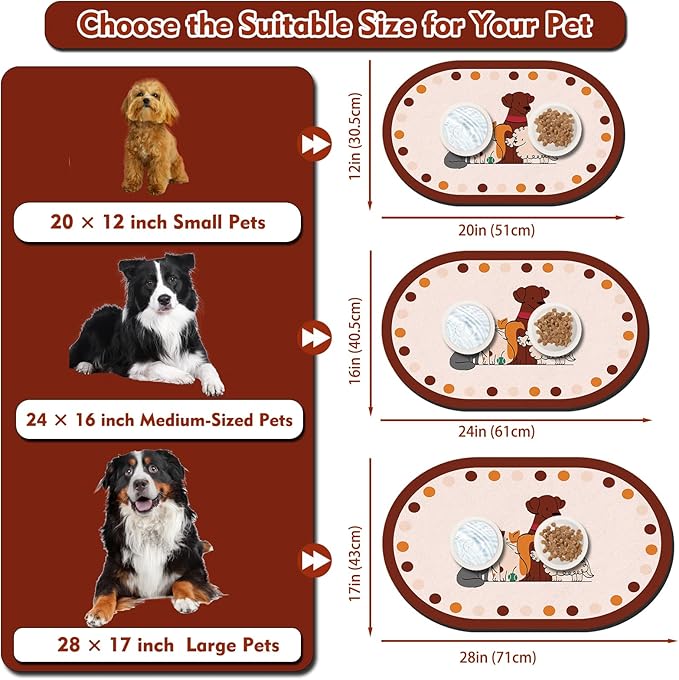 Dog Feeding Mat 24''x16'', Absorbent Pet Food Mat, No Stains Quick Dry Pet - Image 3