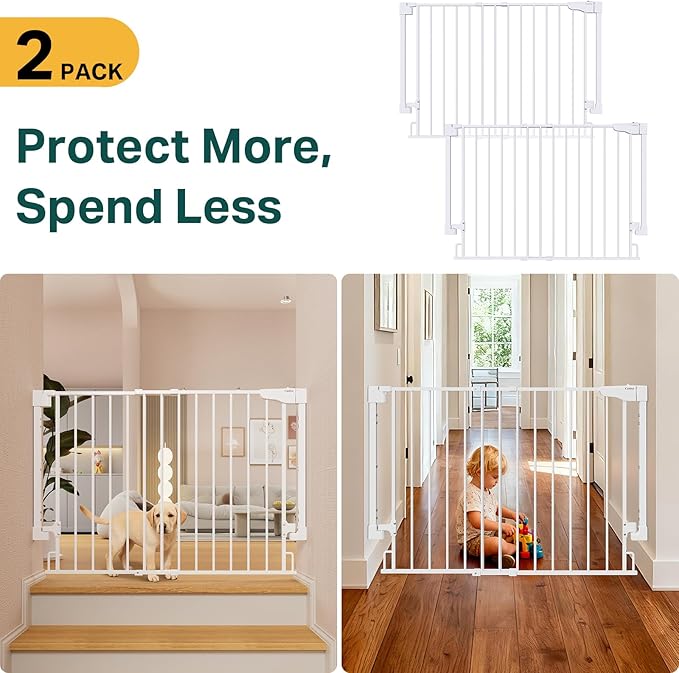 Cumbor 2 Pack 29.2-43" No Bottom Bar Baby Gate - Image 2