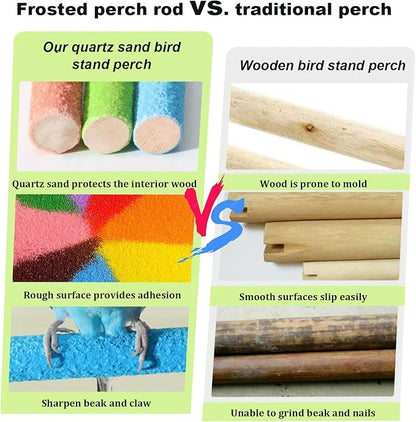 Hamiledyi 4 PCS Parrot Perch Stand Toy 7.9x0.8inch Bird Cage Perch Natural Paw - Image 7