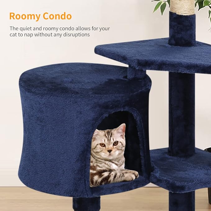 BestPet | 36" Cat Tree Tower | Navy Blue | Sturdy Multi-Level Cat Tree - Image 7