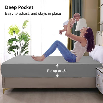 Twin Mattress Protector Waterproof, Fitted Sheet Style Breathable Mattress Cover - Image 4