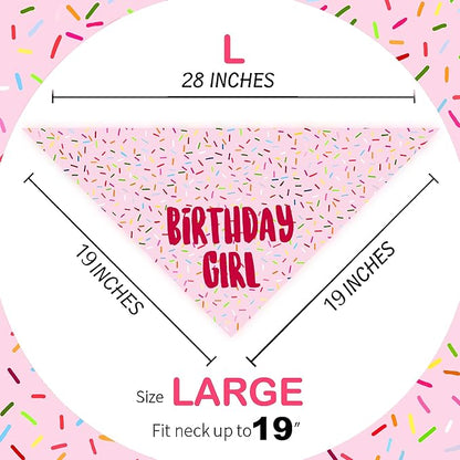 Birthday Girl Dog Bandanas 1 Pack, Triangle Reversible Pet Scarves - Image 2