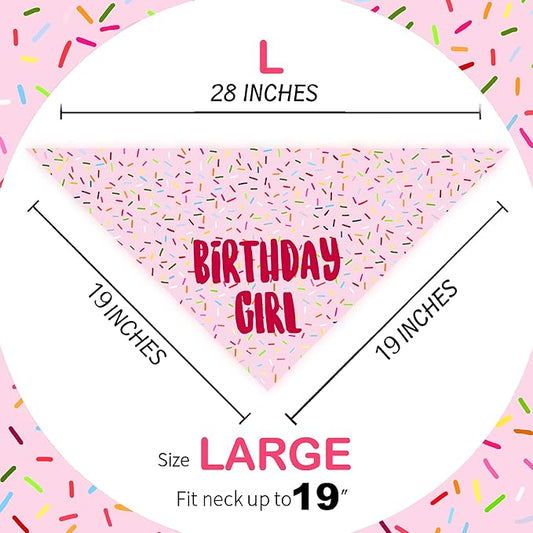 Birthday Girl Dog Bandanas 1 Pack, Triangle Reversible Pet Scarves - Image 2