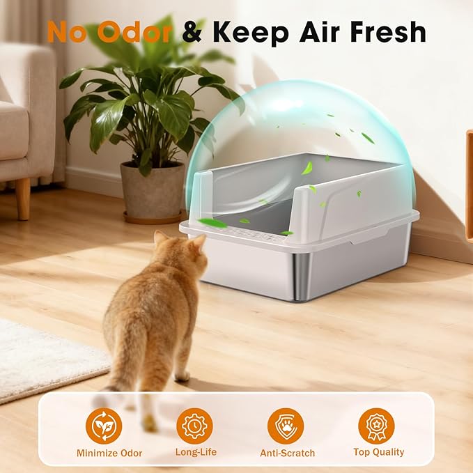 2PACK Stainless Steel Cat Litter Box - Image 6