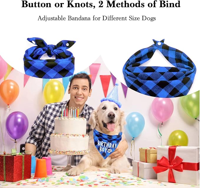 Birthday Plaid Dog Bandana - Image 2