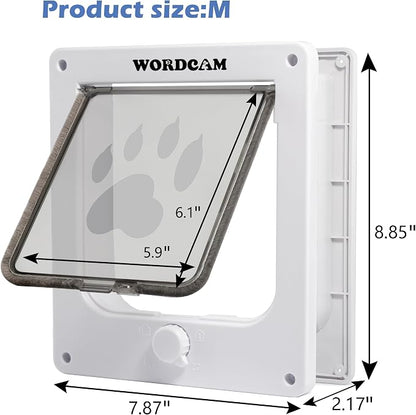 Wordcam Medium Cat Door Flap, 4 Way Locking Cat Door - Image 5