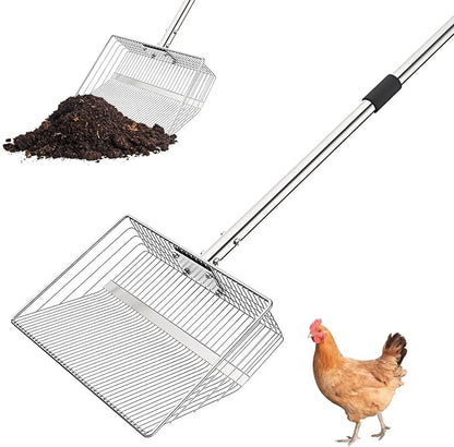 Garvee Chicken Poop Scooper Adjustable 24" to 72" Long Handle Chicken Coop Rake by Garvee