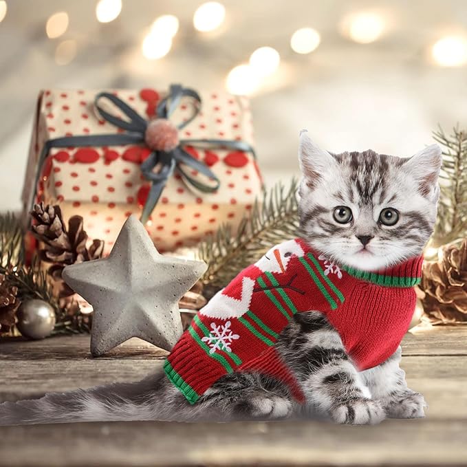 Dog Christmas Sweater Cute Snowman Puppy Cat Costume Boy Girls Xmas Holiday Pet - Image 8