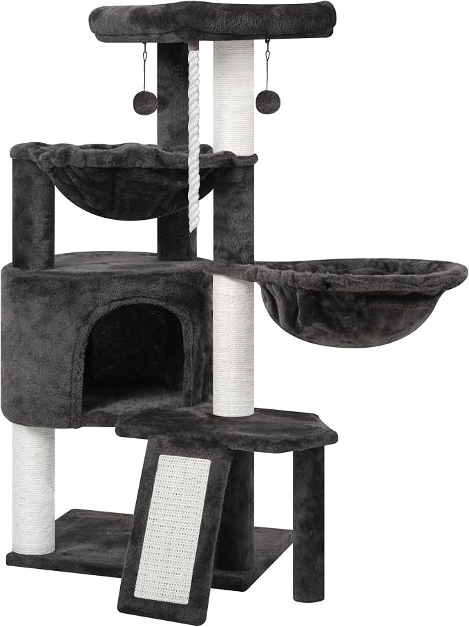 Xin Three Layer Cat Tree with Cat Condo and Two Hammocks, Darkgray … - Image 7
