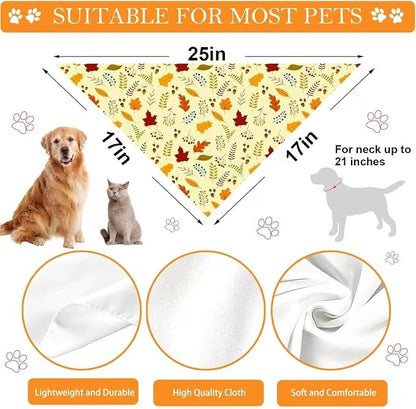 Thanksgiving Dog Bandana 2 Pack, All 4 Patterns Pumpkin Turkey Dog Scarf - Image 7