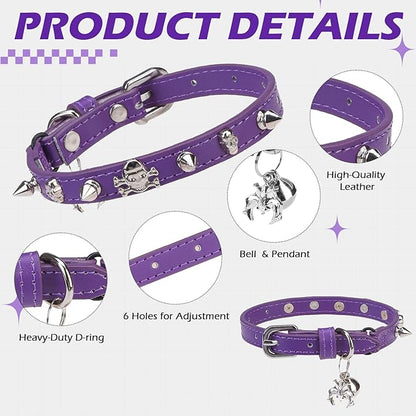 EXPAWLORER Leather Cat Collar for Girl Boy- Adjustable Pet Collar - Image 3