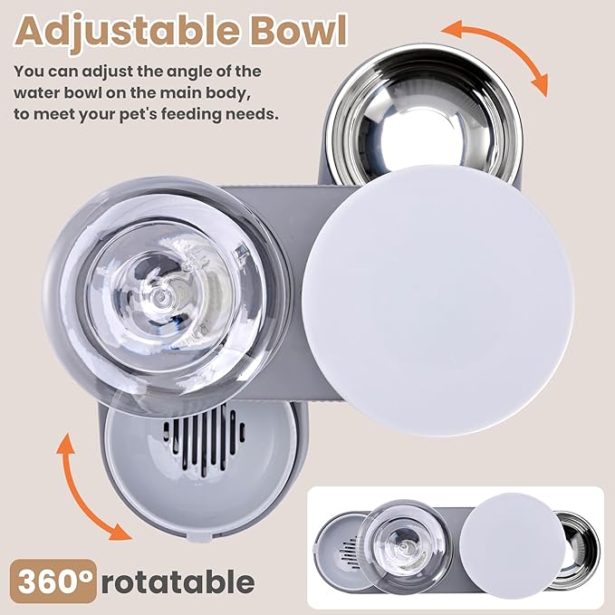 2 Pack Automatic Cat Feeder Stainless Steel Water Dispenser Gravity Food Feeder - Image 3