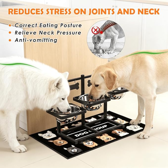 Elevated Dog Bowls for Large Dogs, 6 Height Adjustable Raised Stand - Image 2
