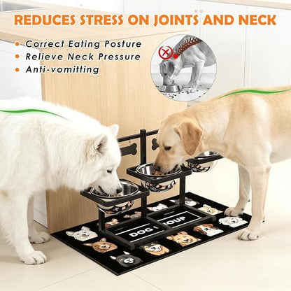 Elevated Dog Bowls for Large Dogs, 6 Height Adjustable Raised Stand - Image 2