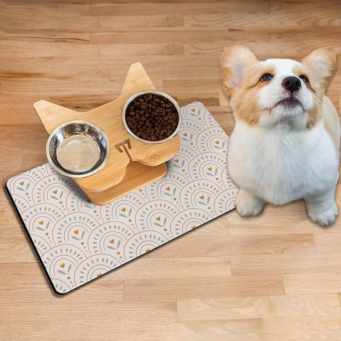 Absorbent Pet Dog Bowl Mat for Food and Water, Pet Cat Food Feeding Mat - Image 2