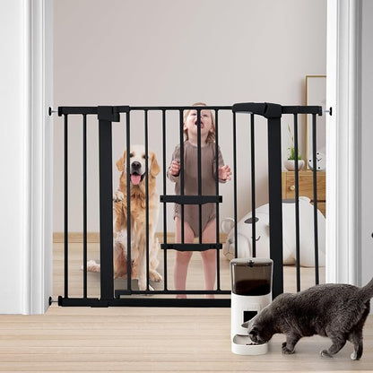 FURTIME 29"-41" Baby Gate with Cat Door Adjustable, Auto Close Dog Gate by FURTIME