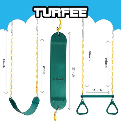 TURFEE 3 Pack Assorted Swing Set, Including 1 Gym Rings Trapeze Bar and 2 Pcs - Image 6