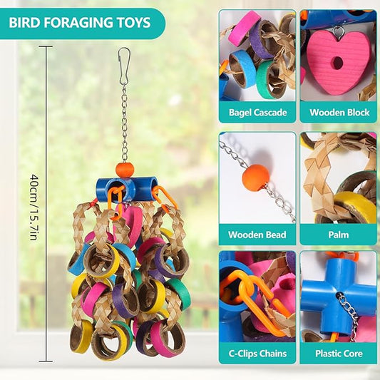 lovyoCoCo Bird Toys Conure Toys, Bird Parrot Foraging Shredder 24 Pcs Colorful - Image 2