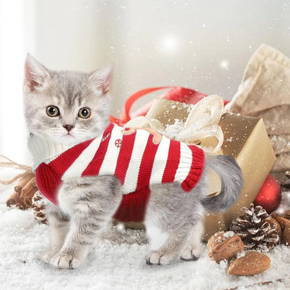 Dog Christmas Sweater Xmas Pet Clothes Cute Striped Gingerbread Man Costume - Image 8
