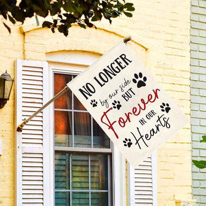 Pet Memorial House Flag No Longer By My Side Forever in Our Heart 28x40 Inch - Image 5