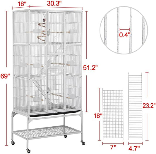 Yaheetech 69'' Extra Large Bird Cage Metal Parrot Cage w/Detachable Stand - Image 2