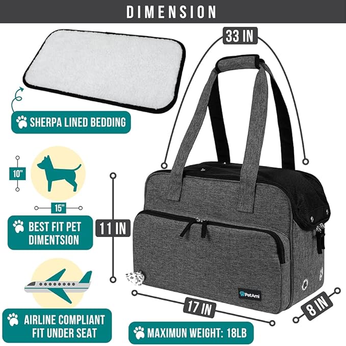 PetAmi Small Dog Purse Carrier, Soft-Sided Pet Carrier Bag - Image 2