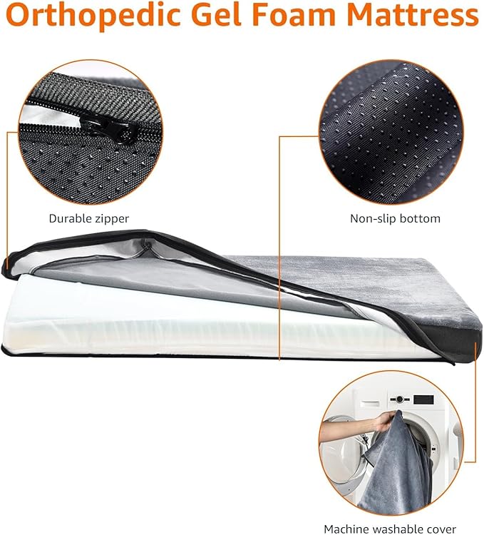 Amazon Basics Dog Bed with Cooling Gel Memory Foam, Machine Washable Removable - Image 4