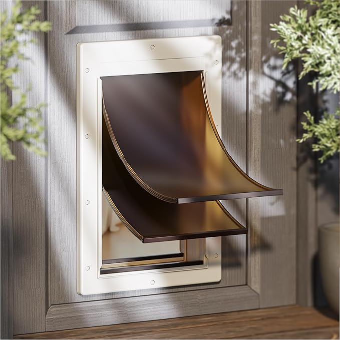 Never Rust Dog Door with Durable Plastic Frame, Large Doggy Door by PETCOMING