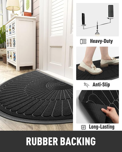 tchdio Door Mat Outdoor Indoor Entrance Doormat-Semicircular Durable Rubber Non - Image 3
