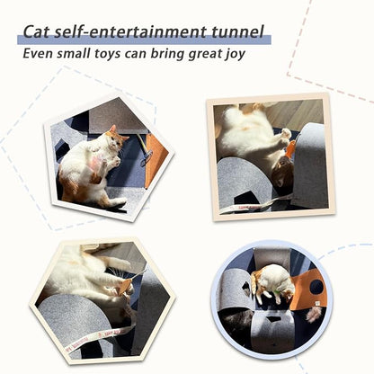 Cat Tunnel Mat for Indoor Cats, 4-Way Felt Cat Tunnel Play Mat - Image 3