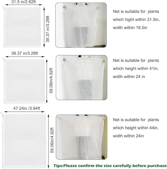 3Pcs Plant Covers from Insects, 3Size Bird Netting Barrier - Image 2