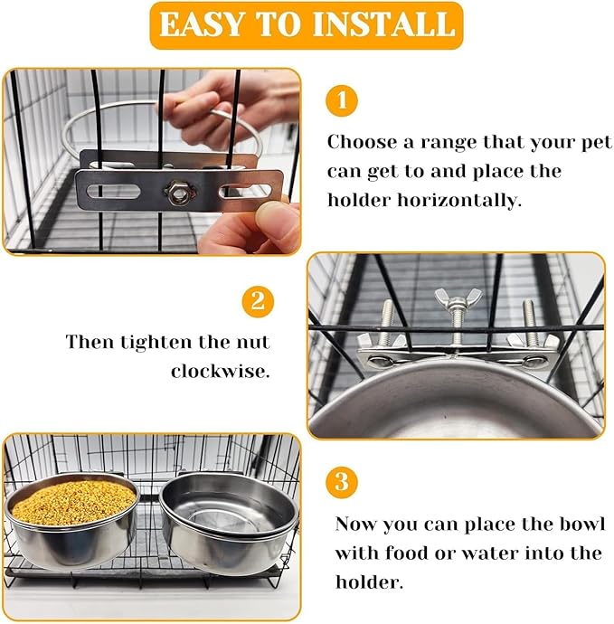 PINVNBY 2pcs Stainless Steel Bird Bowl Water Bowl Stainless Steel Bird Feeding - Image 5