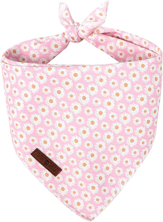 Lionet Paws Spring Daisy Dog Bandana Washable Cotton Handkerchief Scarf by lionetpaws