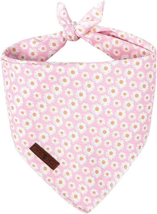 Lionet Paws Spring Daisy Dog Bandana Washable Cotton Handkerchief Scarf by lionetpaws