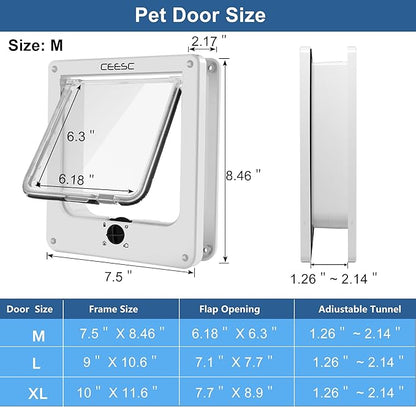 CEESC Medium Cat Door for Interior/Exterior Door, Weatherproof, Rotary 4 Way - Image 4
