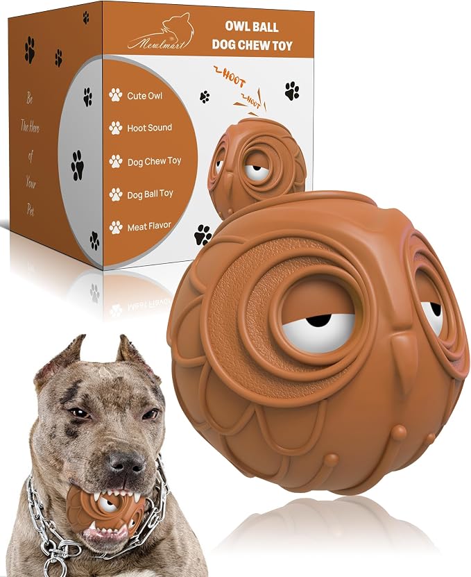 Mewlmart Giggle Ball for Dogs Owl Dog Toys for Aggressive Chewers Medium Large by Mewlmart