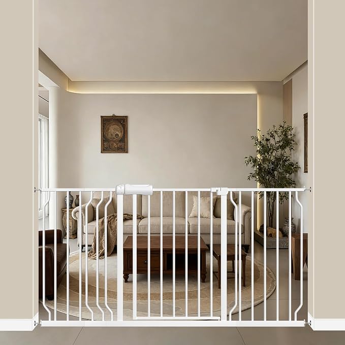 WAOWAO Baby Gate 57.48-62.17" Extra Wide Pressure Mounted Walk Through Swing by WAOWAOBABYSAFETYPRODUCTS