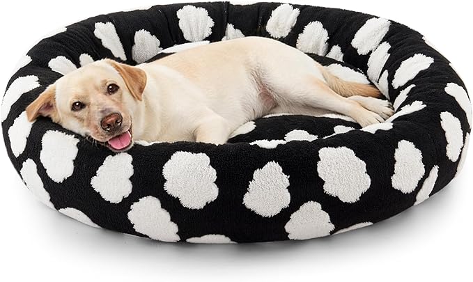 JOEJOY Donut Large Dog Bed, Cute Round Calming Dog Bed by JOEJOY