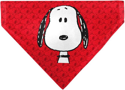 Peanuts Pet Bandana Peanuts Snoopy Face and Profile Pose Reds Slip On Collar by Buckle-Down